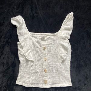 White Shoulder Open Top With Buttons